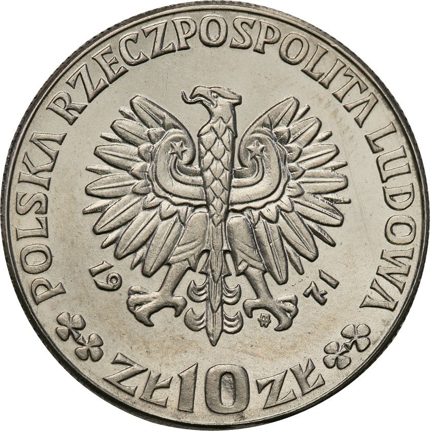 PRL. PRÓBA Nikiel 10 złotych 1971 FAO chleb